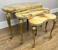 Nested Tables Vintage French Marble Onyx Brass Tables Set LOT 49701