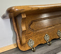 French Vintage Style Coat Rack Oak 5 Hooks Ornate Wall Shelf Coat LOT 47246