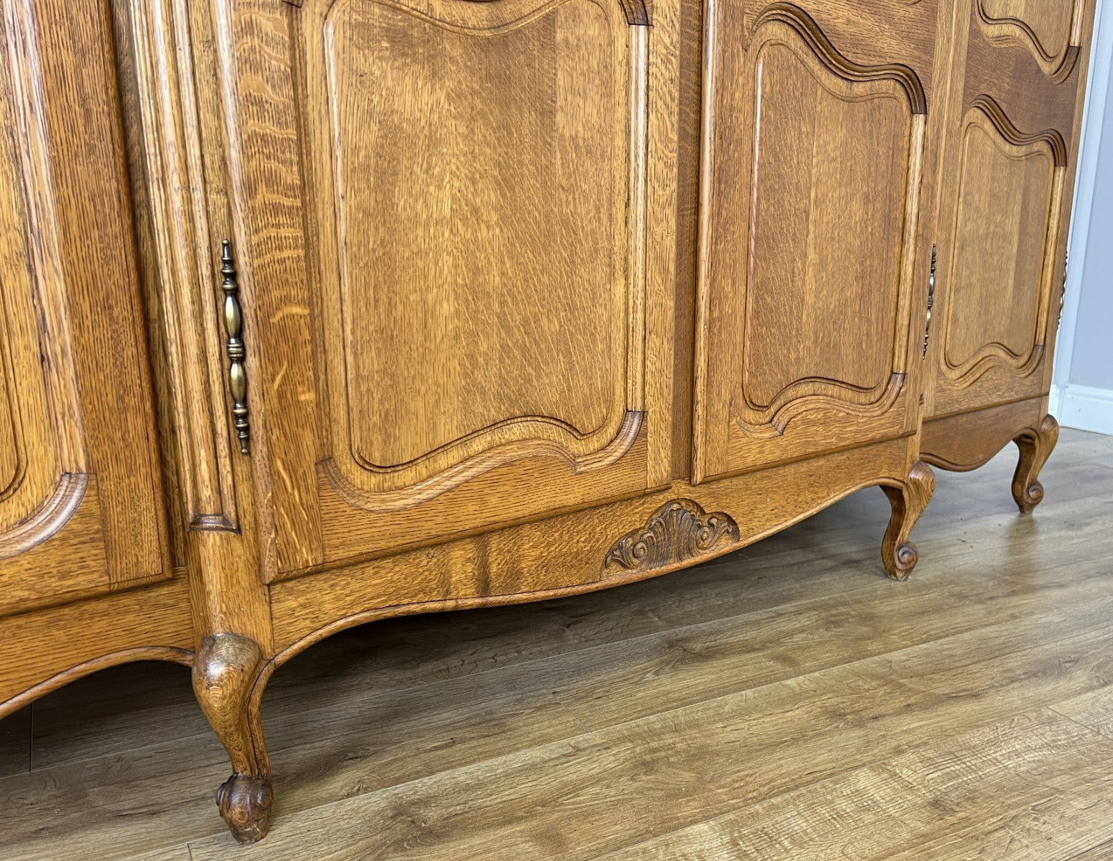 Wardrobe Vintage French Louis XVI Style Oak Four Door Carved Armoire LOT 63986