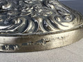 Lamp Antique Style Pewter Angel Table Lamp Pleated Glass Shade LOT 516917