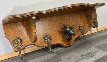 French Vintage Style Coat Rack 4 Hooks Ornate Wall Shelf Coat LOT 47270