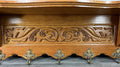 French Vintage Style Coat Rack Oak 5 Hooks Ornate Wall Shelf Coat LOT 46913
