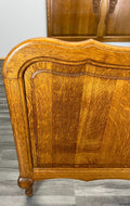 Bed Vintage French Louis XVI Oak Double Bed Frame Carved Headboard LOT 30134