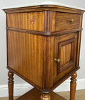 Bedside Table Antique French Style Marble Top Walnut Cabinet Nightstand LOT 62426