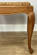 Footstool Vintage French Louis Style Oak Table Rush Seat Carved Stool LOT 62134