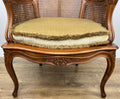 Armchair Vintage French Style Cane Upholstered Accent Carved Chair LOT 63118