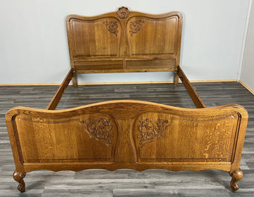 Bed Vintage French Louis XVI Double Bed Frame Oak Carved Headboard LOT 46130