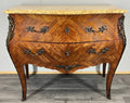 Chest of Drawers Antique French Bombe Walnut Marble Top Carved Cabinet LOT 47064