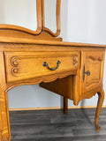 Vintage Dressing Table with Mirror French Oak Louis Vanity Table Makeup LOT 45208
