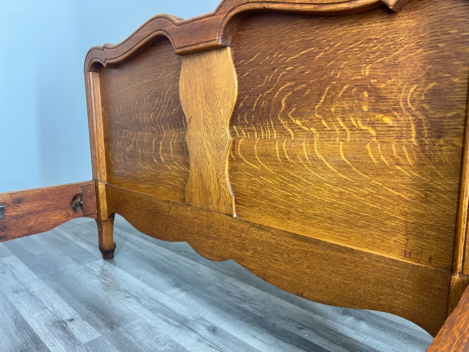 Bed Vintage French Louis XVI Double Single Frame Oak Carved Headboard LOT 45938