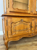Bookcase Vintage French Louis XIV Style Oak Glazed Display Cabinet LOT 6490