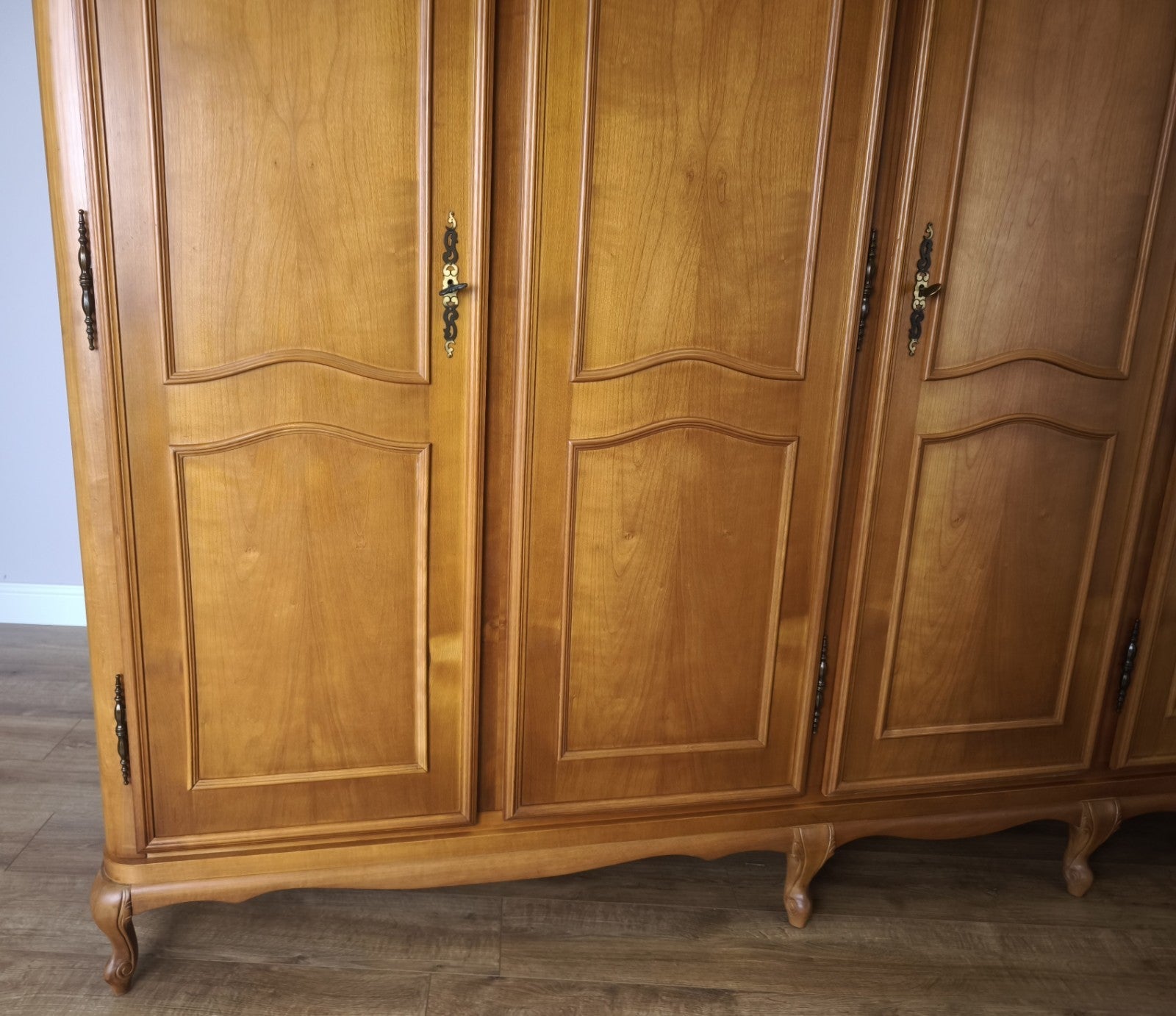 Wardrobe Vintage French Louis XVI Style Five Door Carved Armoire LOT 60093