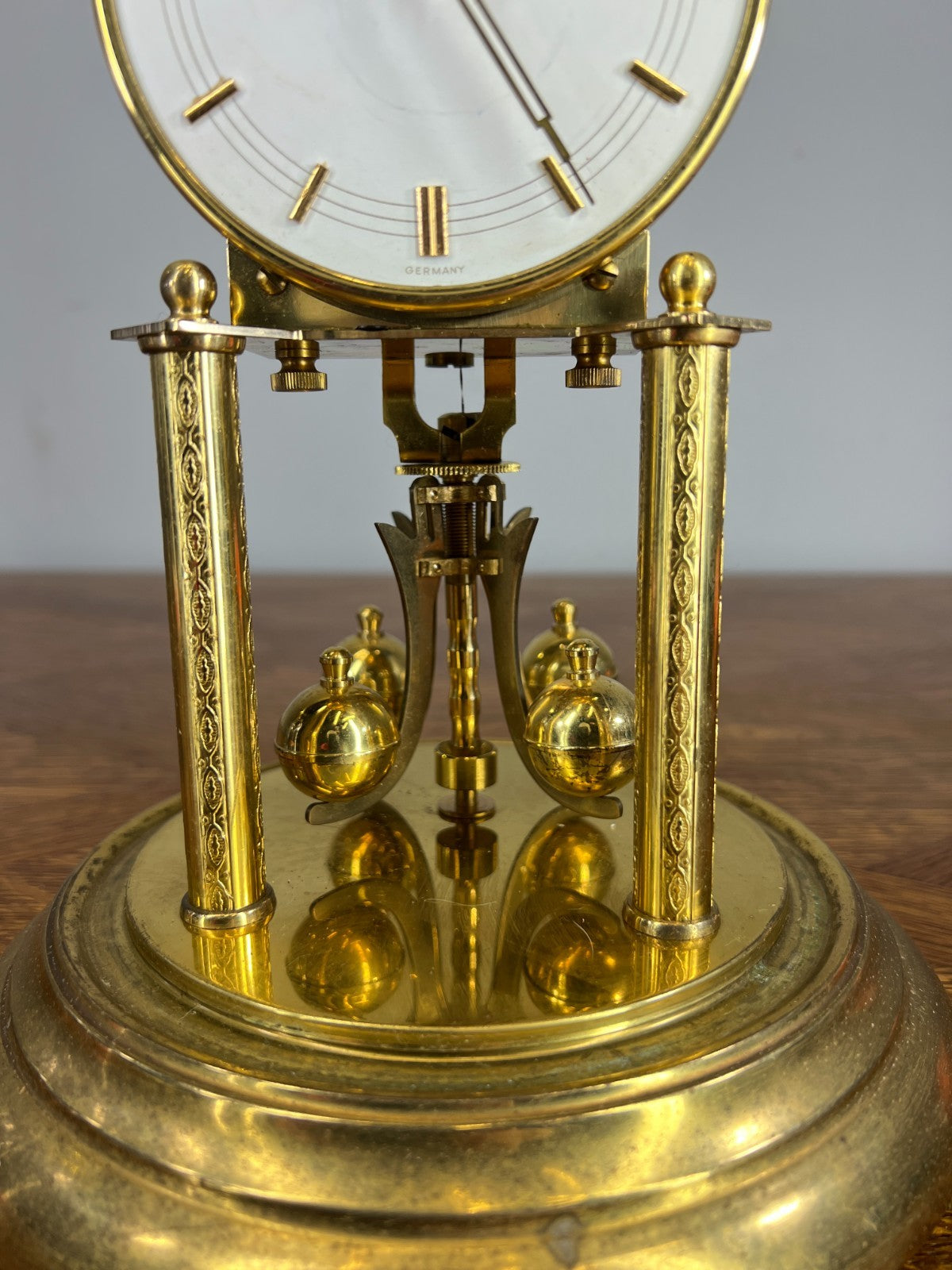 Clock Kern  Vintage Style Glass Dome Brass Anniversary Clock LOT 46768
