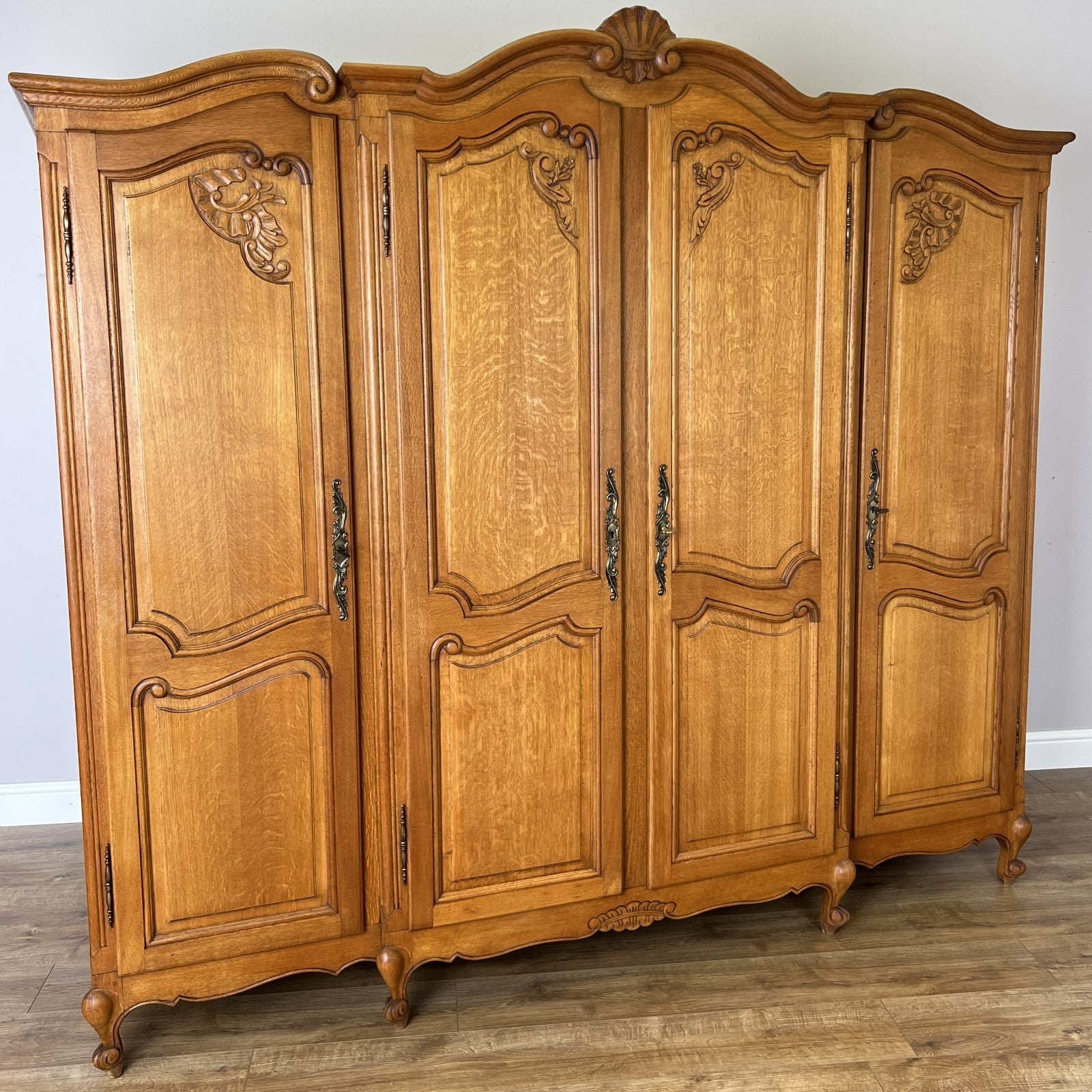 Wardrobe Vintage French Louis XVI Style Oak Four Door Carved Armoire LOT 64000
