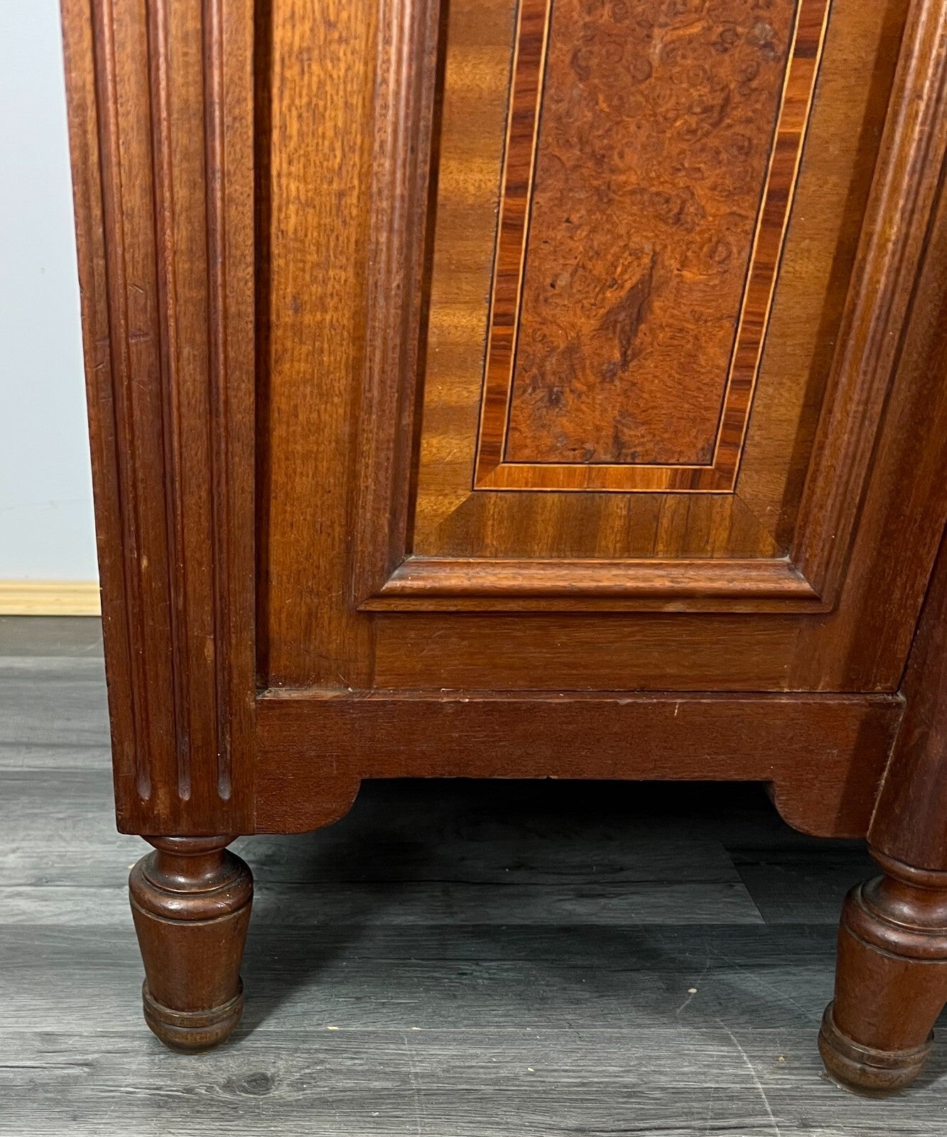 Sideboard Antique French Marble Top Inlaid Brass Detail Carved Cabinet LOT 23824