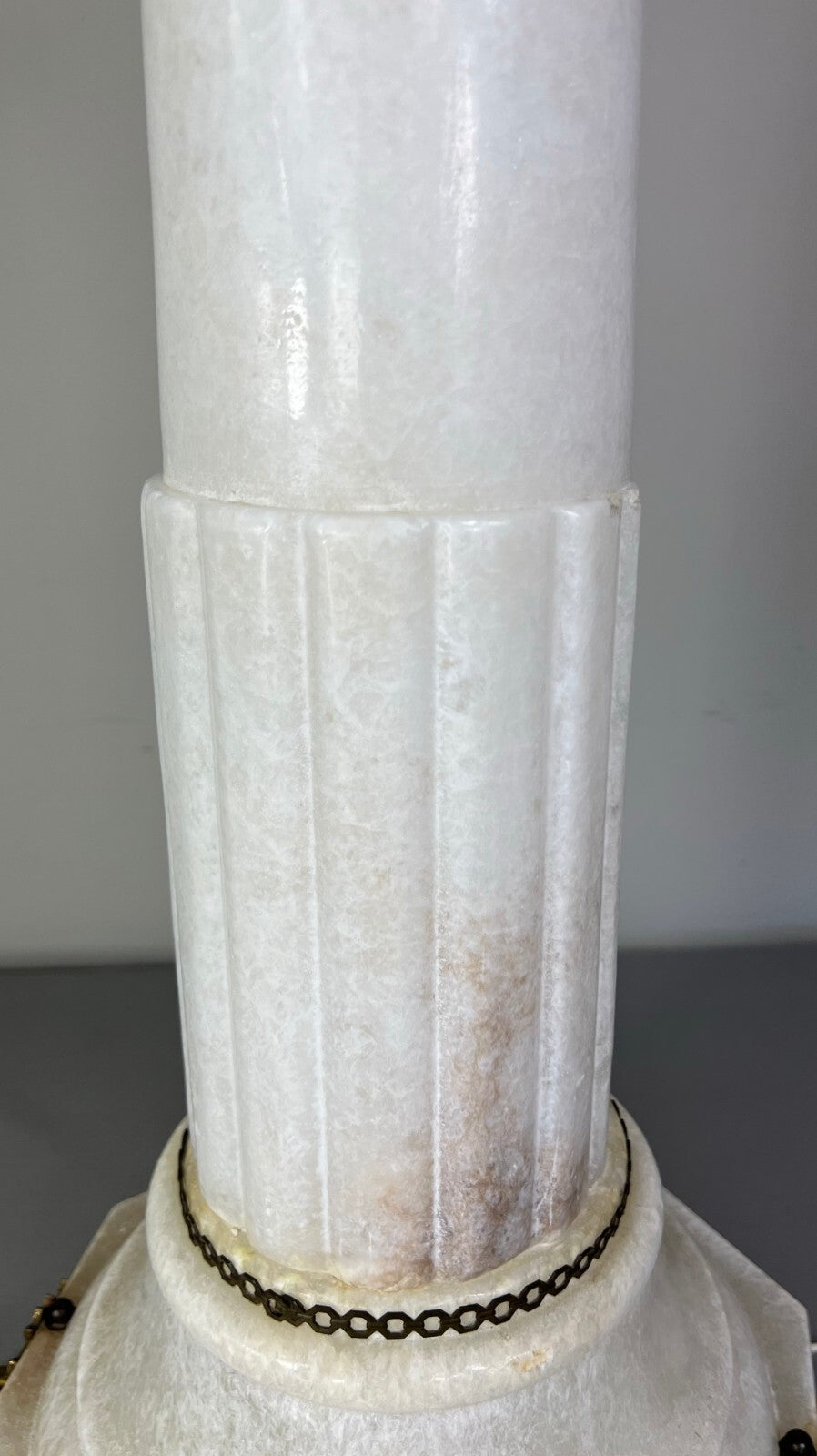 Pedestal Lamp Vintage French Style Alabaster Brass Lighting LOT 50876