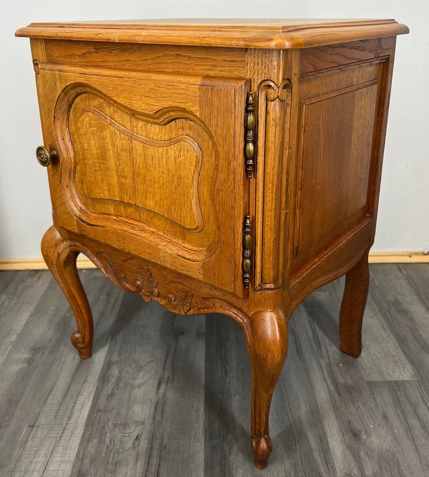 Pair of Bedside Tables Vintage French Louis Oak Nightstands Cabinets LOT 34692