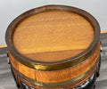 Drink Cabinet Vintage French Style Oak Brass Trim Barrel Carved Storage LOT 39009