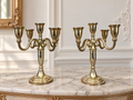 Pair of Candelabras Vintage French Style Metal Five Arm Candle Holders LOT 6484