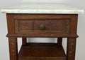 Bedside Table Antique French Marble Top Oak Cabinet Carved Cupboard LOT 63523