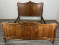 Bed Vintage French Louis XVI King Size Bed Frame Oak Carved Headboard LOT 46090