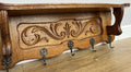 Coat Rack Vintage French Carved Oak Wall Mounted 5 Hooks Rack Hanger LOT 63673