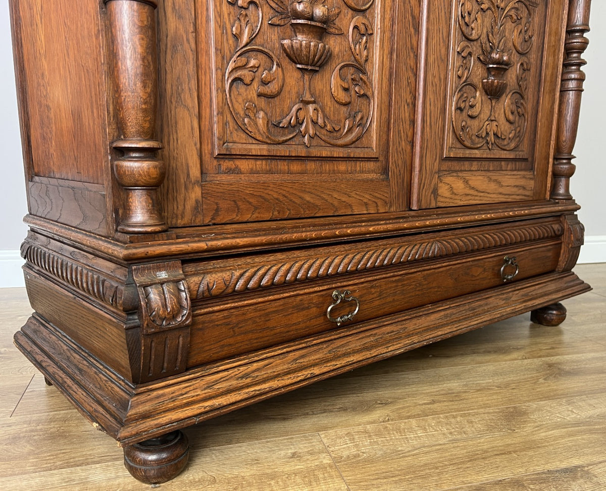 Bookcase Antique French Style Glazed Display Cabinet Oak Sideboard LOT 6462