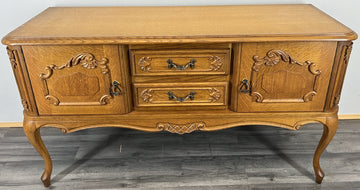 Cabinet Vintage French Louis XVI Style Carved Desk 2 Drawers Sideboard LOT 45090