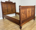 Bed Antique French Style Oak Double Bed Frame Carved Headboard LOT 60943