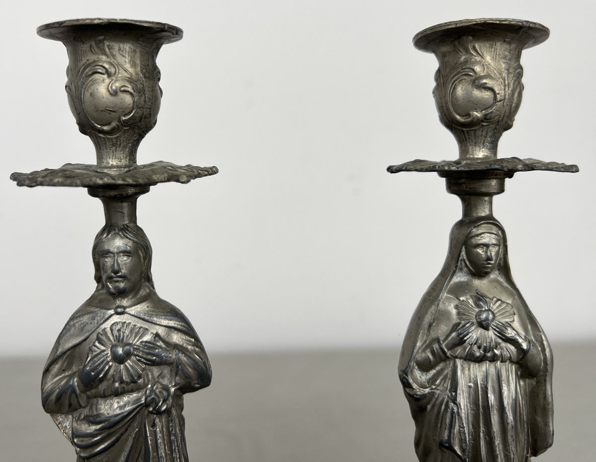 Pair of Candle Holders Vintage French Style Figural Design Candlesticks LOT 6471