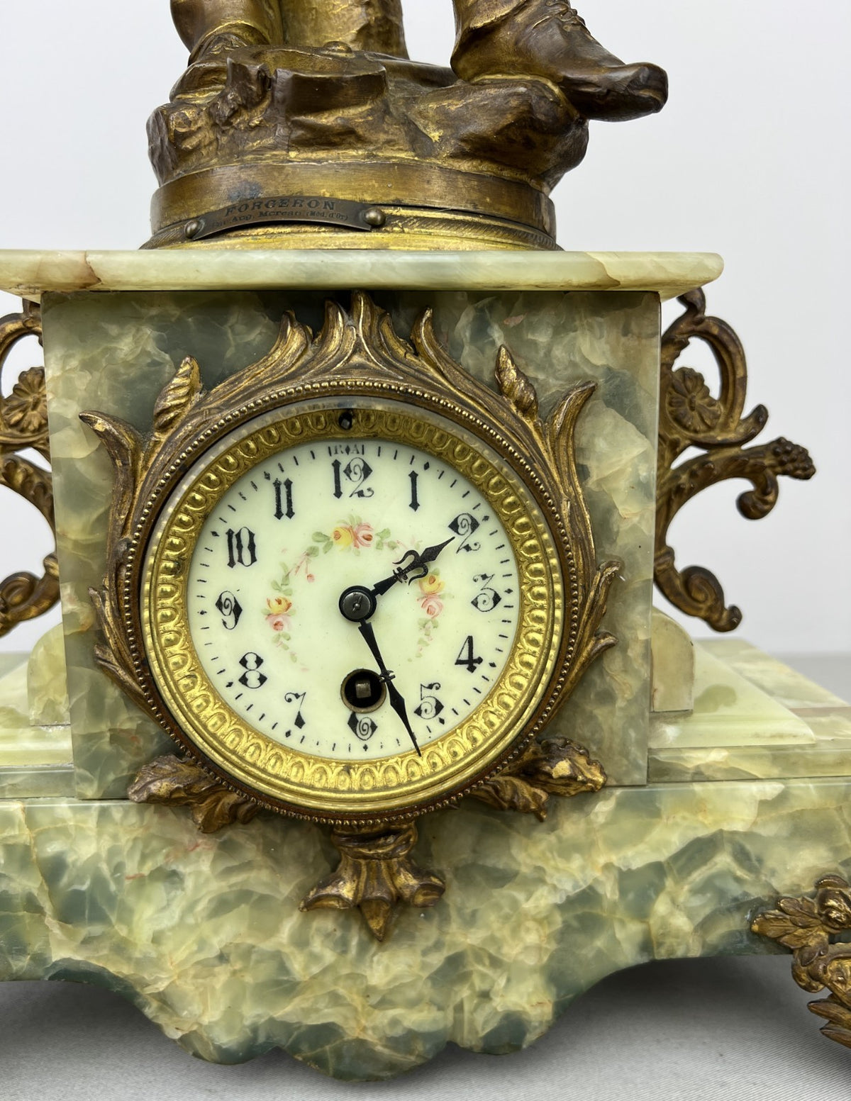 Clock Antique French Ornate Figural Marble Forgeron Mantel Clock LOT 6479