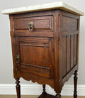 Bedside Table Antique French Style Marble Top Oak Cabinet Nightstand LOT 62464