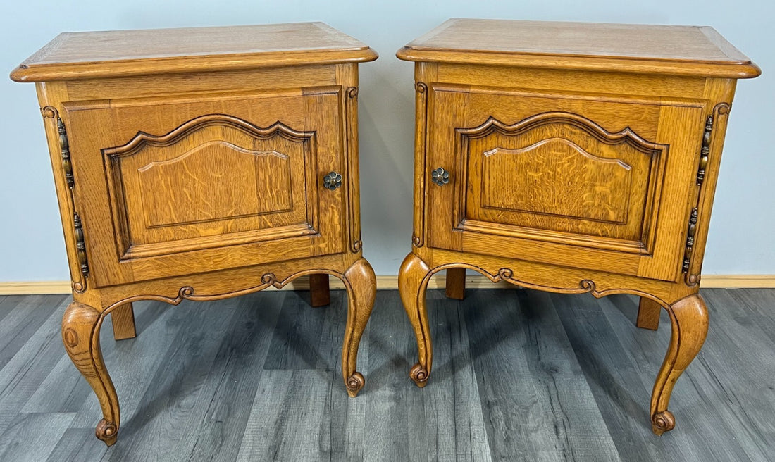 Pair of Bedside Tables Vintage French Style Louis Cupboards Cabinets LOT 28710