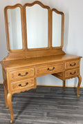 Vintage Dressing Table with Mirror French Oak Louis Vanity Table Makeup LOT 45641