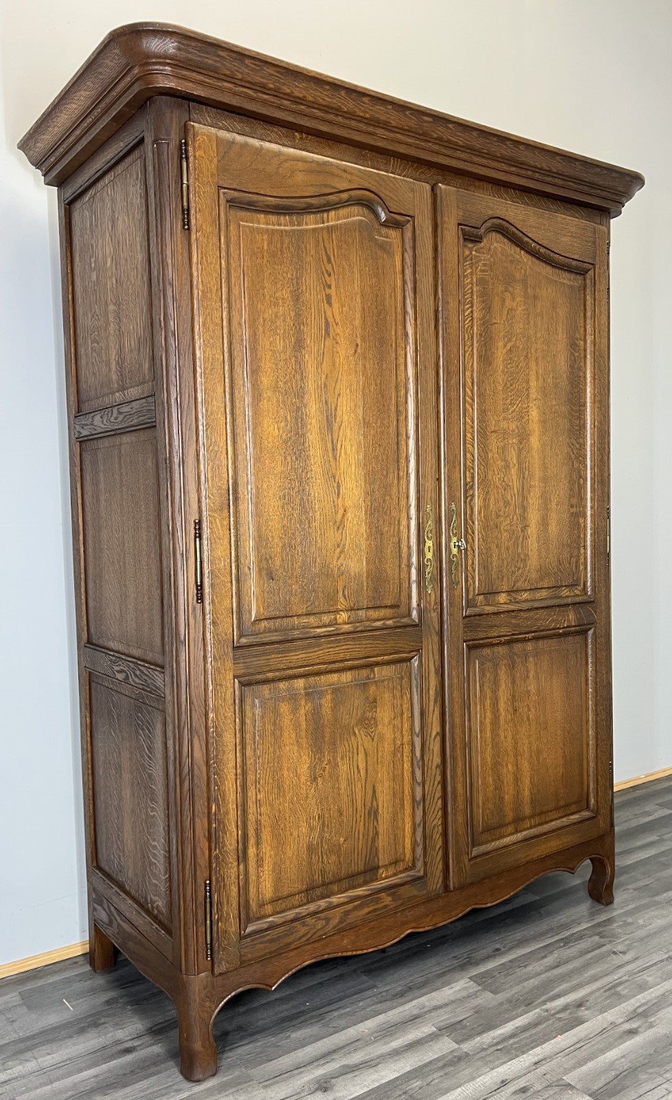Wardrobe Vintage French Louis XVI Oak Double Door Carved Armoire LOT 48021