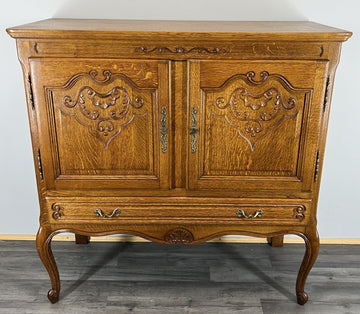 Cabinet Vintage French Louis XVI Style Oak Cupboard Carved Sideboard LOT 40170