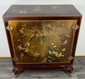 Cabinet Vintage Chinese Hand Painted Floral Bird Lacquer Sideboard LOT 43960