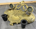 Inkwell Set Vintage French Brass Ornate Desk Stand Accessory LOT 46813