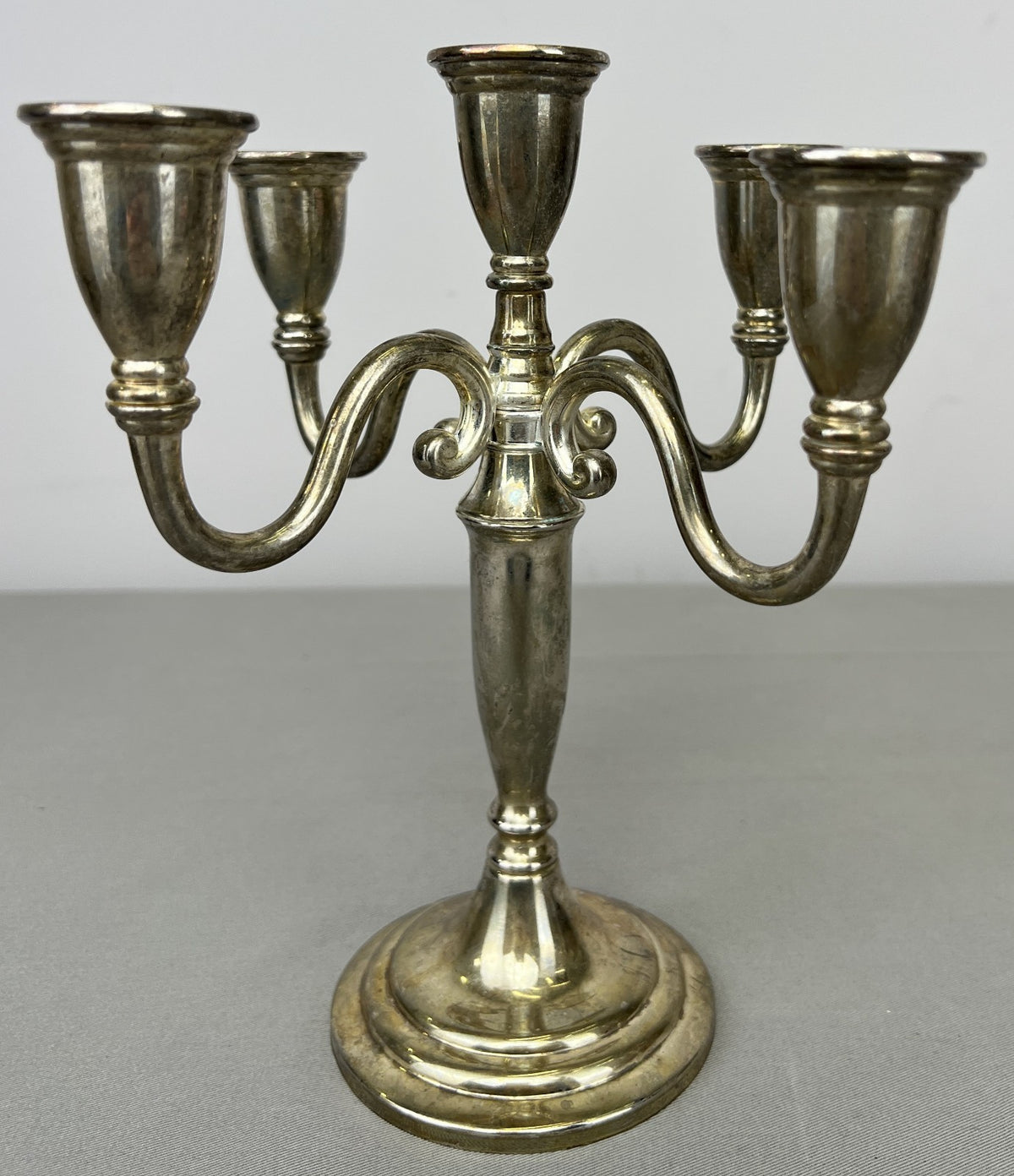 Pair of Candelabras Vintage French Style Metal Five Arm Candle Holders LOT 6486