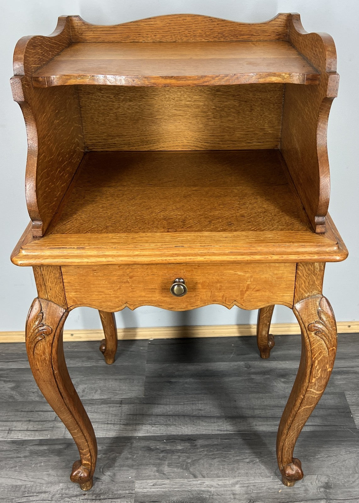 Pair of Bedside Tables Vintage French Louis Oak Cabinets with Drawers LOT 44473