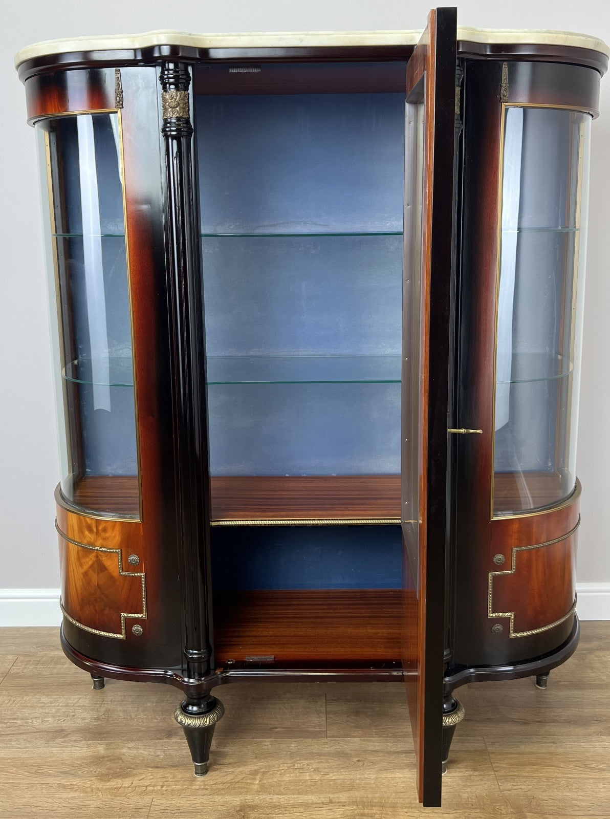 Cabinet Vintage French Style Empire Display Cabinet Marble Top Glass LOT 49773