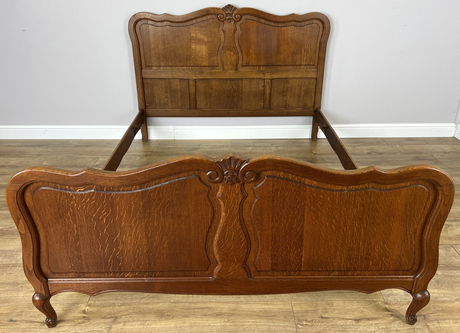 Bed Vintage French Louis XVI Double Bed Frame Oak Carved Headboard LOT 64080