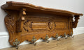 Coat Rack Vintage French Oak Wall Mounted 6 Hooks Carved Rack Hanger LOT 63044