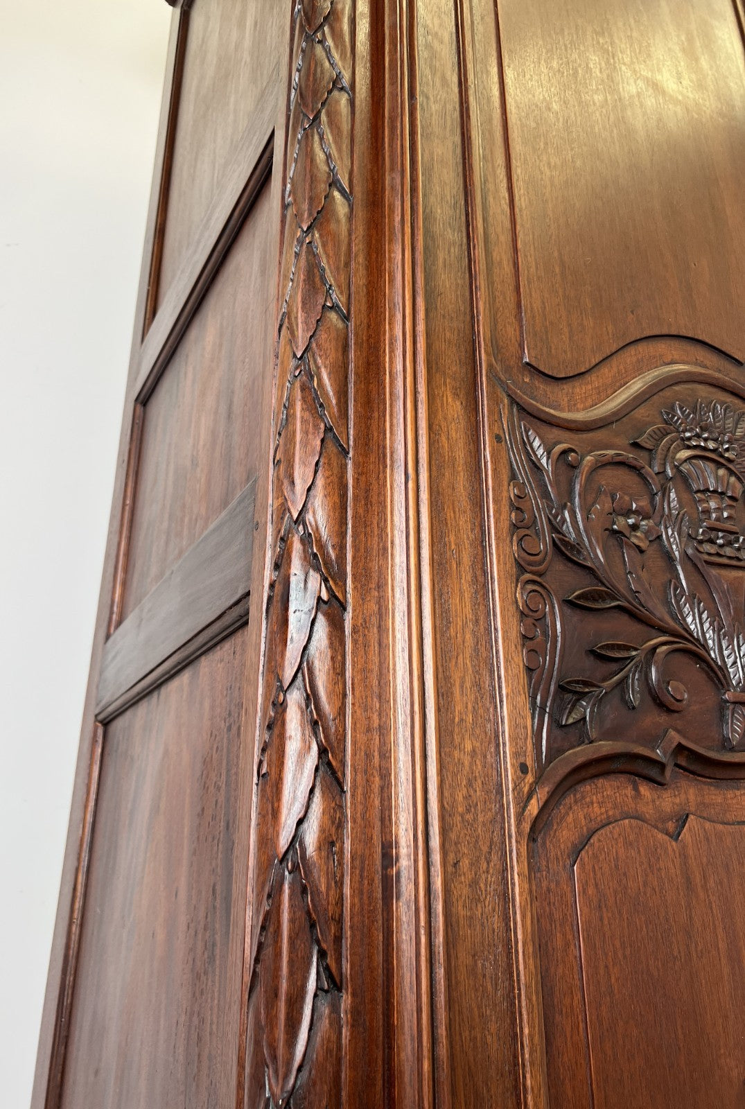 Wardrobe Antique French Style Walnut Two Door Carved Armoire LOT 6499