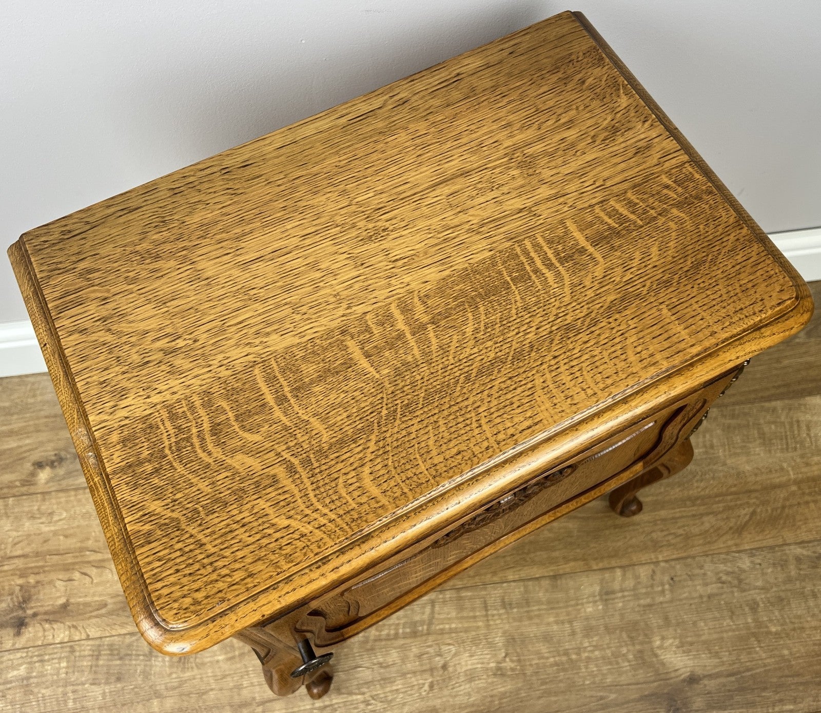 Pair of Bedside Tables Vintage French Louis Oak Nightstands Cabinets LOT 62149