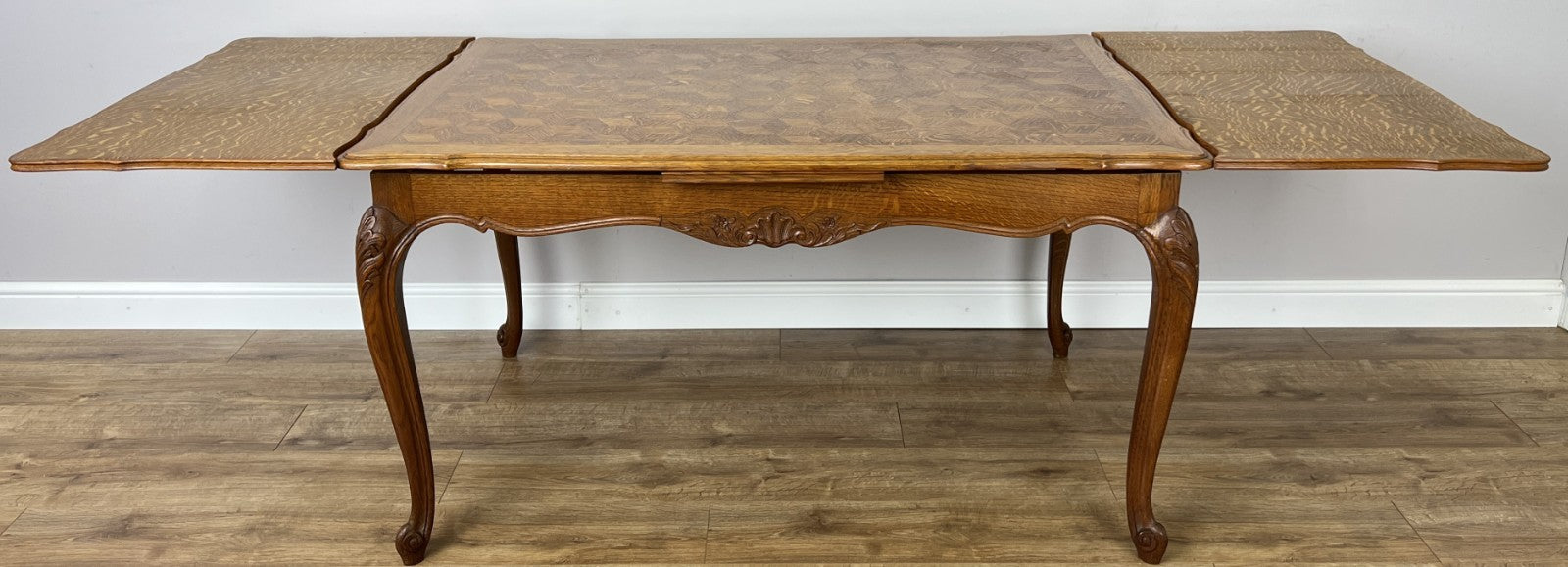 Dining Table Vintage French Louis XVI Carved Oak Extendable Table LOT 63573
