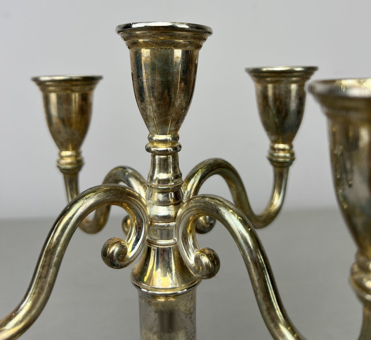 Pair of Candelabras Vintage French Style Metal Five Arm Candle Holders LOT 6483