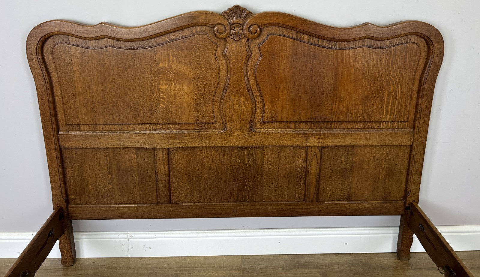 Bed Vintage French Louis XVI Double Bed Frame Oak Carved Headboard LOT 64084