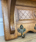 Coat Rack Vintage French Carved Oak Wall Mounted 5 Hooks Rack Hanger LOT 62107