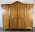 Wardrobe Vintage French Louis XVI Style Oak Four Door Carved Armoire LOT 48110